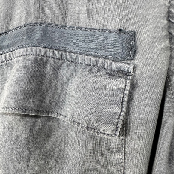 Anthropologie Cloth & Stone chambray utility shirt dress denim tie waist small - Picture 9 of 11